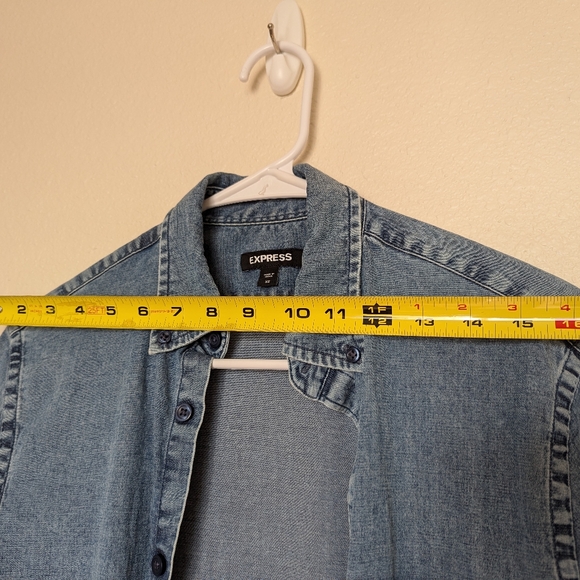Express Mens XS Short sleeve Denim Button Up - Picture 5 of 8